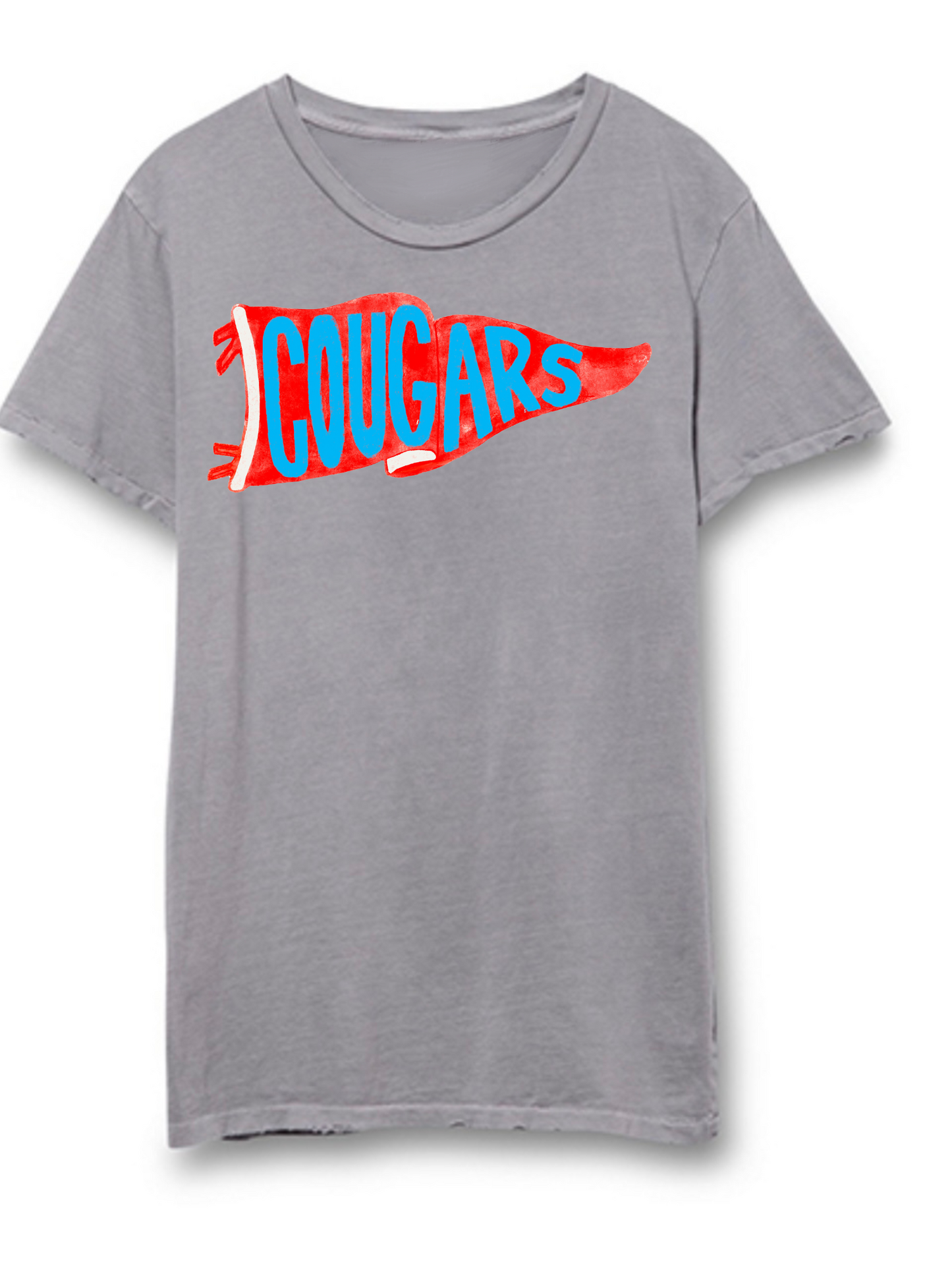 Cougars Vintage School Spirit Pennant Distressed Tee
