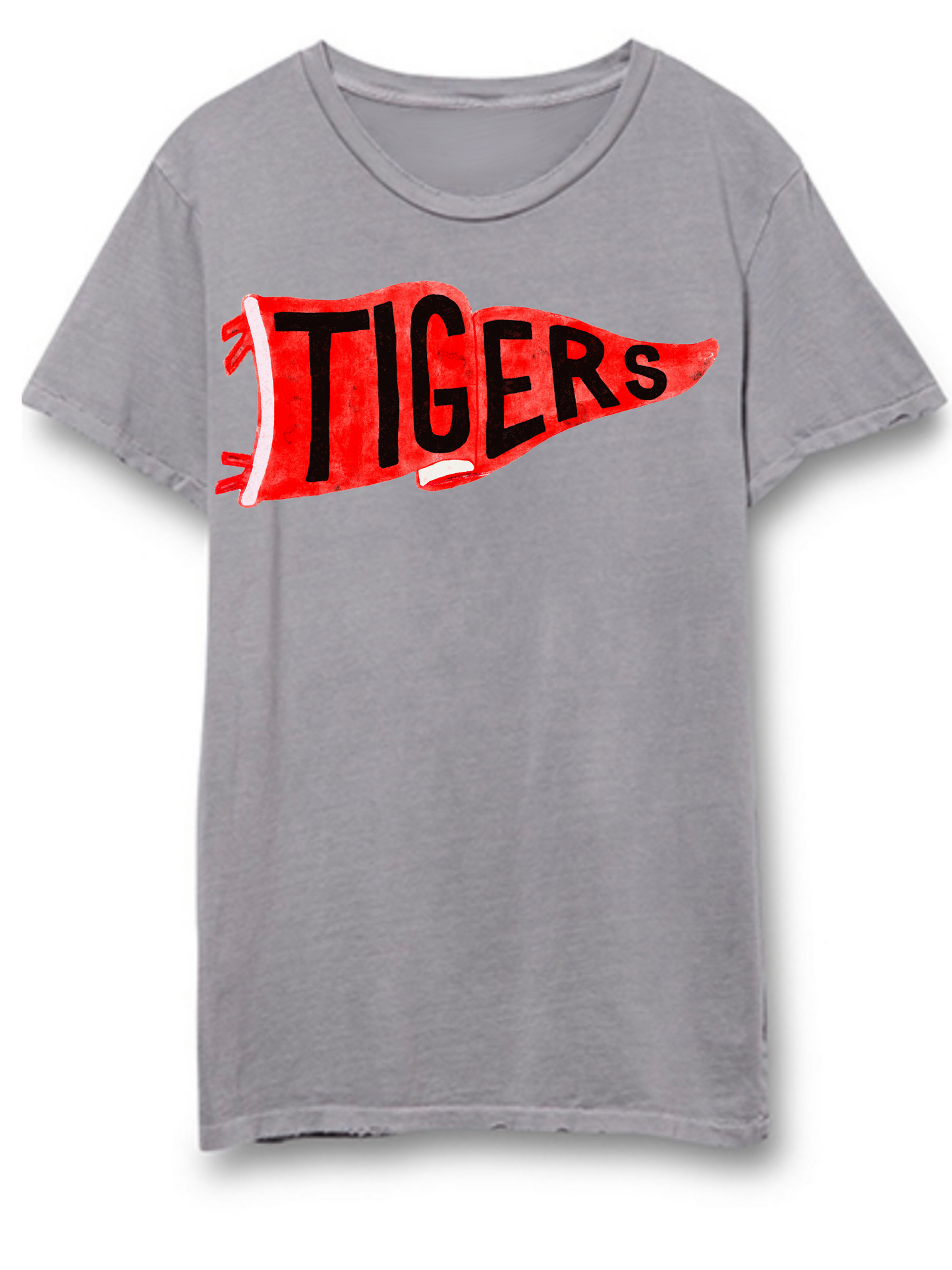 Tigers(RED) Vintage School Spirit Pennant Distressed Tee