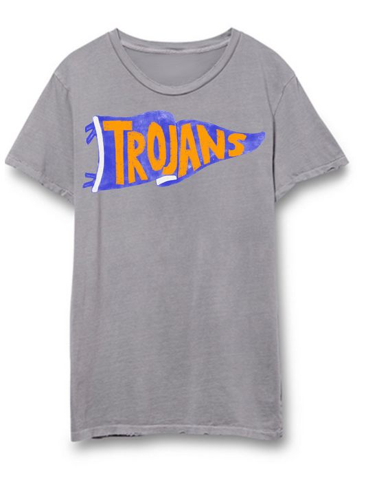 Trojans Vintage School Spirit Pennant Distressed Tee
